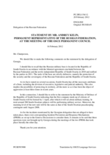 Statement by the Delegation of the Russian Federation in response to the statement by the Delegation of Georgia on the recent developments in South Ossetia