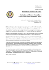 Statement by the Delegation of the United States on the presidential and congressional elections in the United States of America, to be held on 6 November 2012