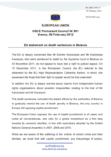 Statement by the Danish Presidency of the Council of the European Union on the death sentences in Belarus