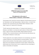 Statement by the Danish Presidency of the Council of the European Union on the death penalty in the United States of America and the case of Mr. R. Gattis in Delaware, USA