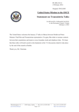 Statement by the Delegation of the United States on the meeting on the Transdniestrian settlement process, held in Odessa, Ukraine, on 2 January 2012