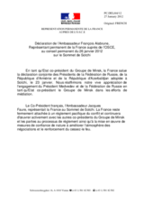 Déclaration de l’Ambassadeur François Alabrune, Représentant permanent de la France auprès de l’OSCE, sur le Sommet de Sotchi