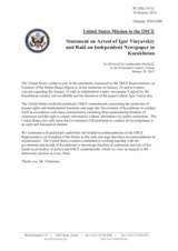 Statement by the Delegation of the United States on the arrest of opposition party members and a journalist in Kazakhstan