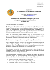 Statement by the Delegation of Kazakhstan on the parliamentary elections in Kazakhstan, held on 15 January 2012