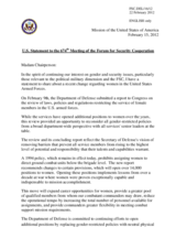 Statement by the Delegation of the United States on the recent changes regarding female service members in the armed forces of the United States of America