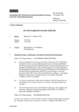 Journal der 674. Plenarsitzung des Forums