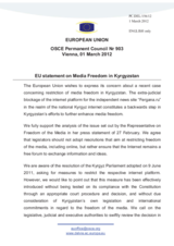 Statement by the Danish Presidency of the Council of the EU on the freedom of the media in Kyrgyzstan