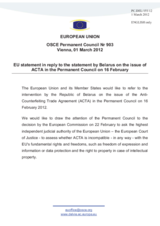 Statement by the Danish Presidency of the Council of the EU on the Anti-Counterfeiting Trade Agreement (ACTA) and freedom of expression and data protection in the European Union