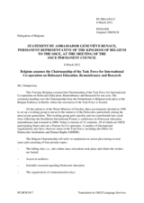 Statement by the Delegation of Belgium on the Belgian Chairmanship of the Task Force for International Cooperation on Holocaust Education, Remembrance and Research