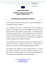 Statement by the Danish Presidency of the Council of the EU on the executions of Mr. D. Kanavalaw and Mr. U. Kavalyow, and the human rights situation in Belarus