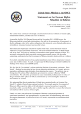 Statement by the Delegation of the United States on the executions of Mr. D. Kanavalaw and Mr. U. Kavalyow, and the human rights situation in Belarus