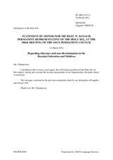 Statement by the Delegation of the Holy See on the tolerance and non-discrimination in the Russian Federation and Moldova
