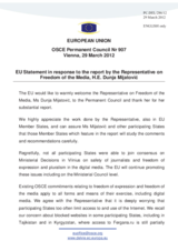 Statement by the Danish Presidency of the Council of the EU in response to the report by the OSCE Representative on Freedom of the Media