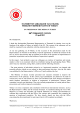 Statement by the Delegation of Turkey in response to the statement by the Danish Presidency of the Council of the EU on the freedom of the media in Turkey