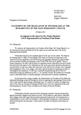 Statement by the Delegation of Switzerland in response to the report by the OSCE Representative on Freedom of the Media