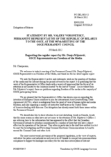 Statement by the Delegation of Belarus in response to the report by the OSCE Representative on Freedom of the Media