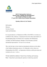 Opening Address by OSCE Chairperson-in-Office, Irish Deputy Prime Minister and Minister for Foreign Affairs & Trade, Eamon Gilmore