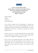 Opening Address by OSCE Secretary General Lamberto Zannier Opening Address by OSCE Secretary General Lamberto Zannier