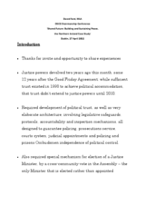 Address by Northern Ireland Minister of Justice David Ford