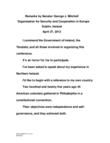 Remarks by Senator George J. Mitchell
