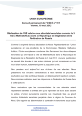 Déclaration de l’UE relative aux attentats terroristes commis le 3 mai à Makhatchkala dans la République de Daghestan de la Fédération de Russie