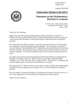Statement by the Delegation of the United States on the parliamentary election in Armenia, held on 6 May 2012