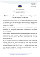Statement by the Danish Presidency of the Council of the EU on the International Day against Homophobia and Transphobia, celebrated on 17 May 2012