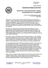 Statement by the Delegation of the United States on the International Day against Homophobia and Transphobia, celebrated on 17 May 2012