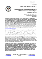 Statement by the Delegation of the United States on the release by the US Department of State of the Country Reports on Human Rights Practices for 2011 and announcement of the winners of the 2011 Human Rights Defenders Award
