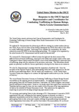 Statement by the Delegation of the United States in response to the report by the Special Representative and Co-ordinator for Combating Trafficking in Human Beings, Dr. Maria Grazia Giammarinaro