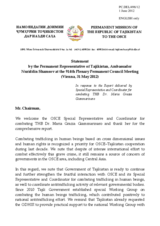 Statement by the Delegation of Tajikistan in response to the report by the Special Representative and Co-ordinator for Combating Trafficking in Human Beings, Dr. Maria Grazia Giammarinaro
