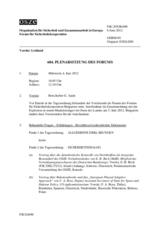 Journal der 684. Plenarsitzung des Forums