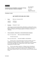 Diario de la 684ª Sesión plenaria del Foro de Cooperación en materia de Seguridad  