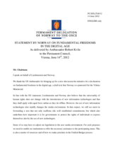 Statement by the Delegation of Norway, also on behalf of Liechtenstein, on the fundamental freedoms in the digital age
