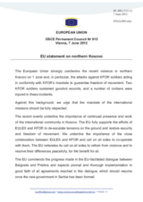 Statement by the Danish Presidency of the Council of the EU on the recent violent incidents in northern Kosovo