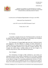 Statement by the Delegation of Georgia in response to the report by the OSCE Representative on Freedom of the Media, Ms. Dunja Mijatovic