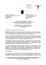 Statement by the Delegation of Albania in response to the report by the OSCE Representative on Freedom of the Media, Ms. Dunja Mijatovic