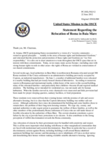 Statement by the Delegation of the United States on the relocation of Roma residents in Baia Mare, Romania