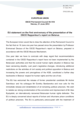 Statement by the Danish Presidency of the Council of the EU on the first anniversary of the presentation of the report on Belarus to the Permanent Council by the OSCE rapporteur under the Moscow Mechanism