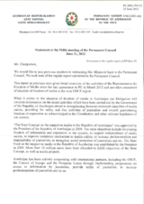 Statement by the Delegation of Azerbaijan in response to the report by the OSCE Representative on Freedom of the Media, Ms. Dunja Mijatovic
