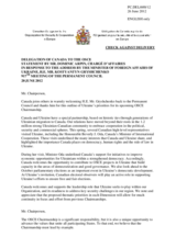 Statement by the Delegation of Canada in response to the address by the Minister for Foreign Affairs of Ukraine, H.E. Kostyantyn Gryshchenko