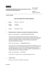 Journal der 685. Plenarsitzung des Forums