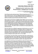 Statement by the Delegation of the United States on the thirteenth anniversary of the disappearance of Agron, Mehmet, and Ylli Bytyqi in Serbia