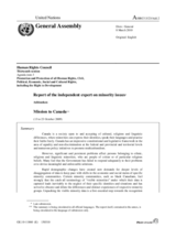 A/HRC/13/23/Add.2 Report of the Independent Expert on Minority Issues, Mission to Canada