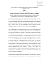 Introductory Statement by Mr. Mario Mauro, Personal Representative of the CiO on Combating Racism, Xenophobia and Discrimination, also focusing on Intolerance and Discrimination against Christians and Members of Other Religions