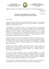 Statement by the Delegation of Azerbaijan on “presidential elections” in Nagorno-Karabakh, to be held on 19 July 2012