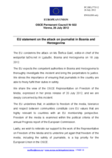 Statement by the Cypriot Presidency of the Council of the EU on the attack on Ms. Štefica Galić in Bosnia and Herzegovina