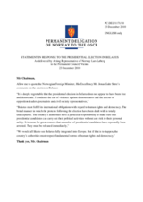 Statement by the Delegation of Norway on the presidential elections in Belarus, held on 19 December 2010