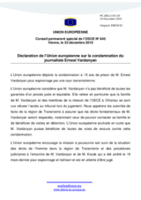 Déclaration de l’Union européenne sur la condamnation du journaliste Ernest Vardanyan