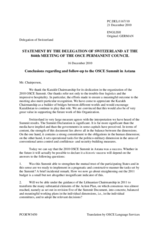 Statement by the Delegation of Switzerland on the OSCE Summit 2010 – Conclusions and Follow-Up